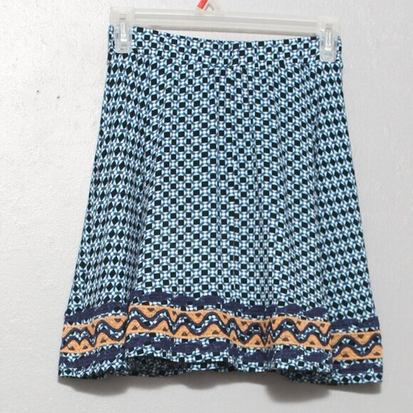 THML blue pattern embroidered boho flirty flare skirt - Picture 2 of 7